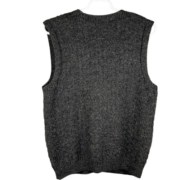 Woolmark Wool Men L Made In Ireland Cable Knit Vest Pocket Fisherman Grandpacore - Picture 8 of 14